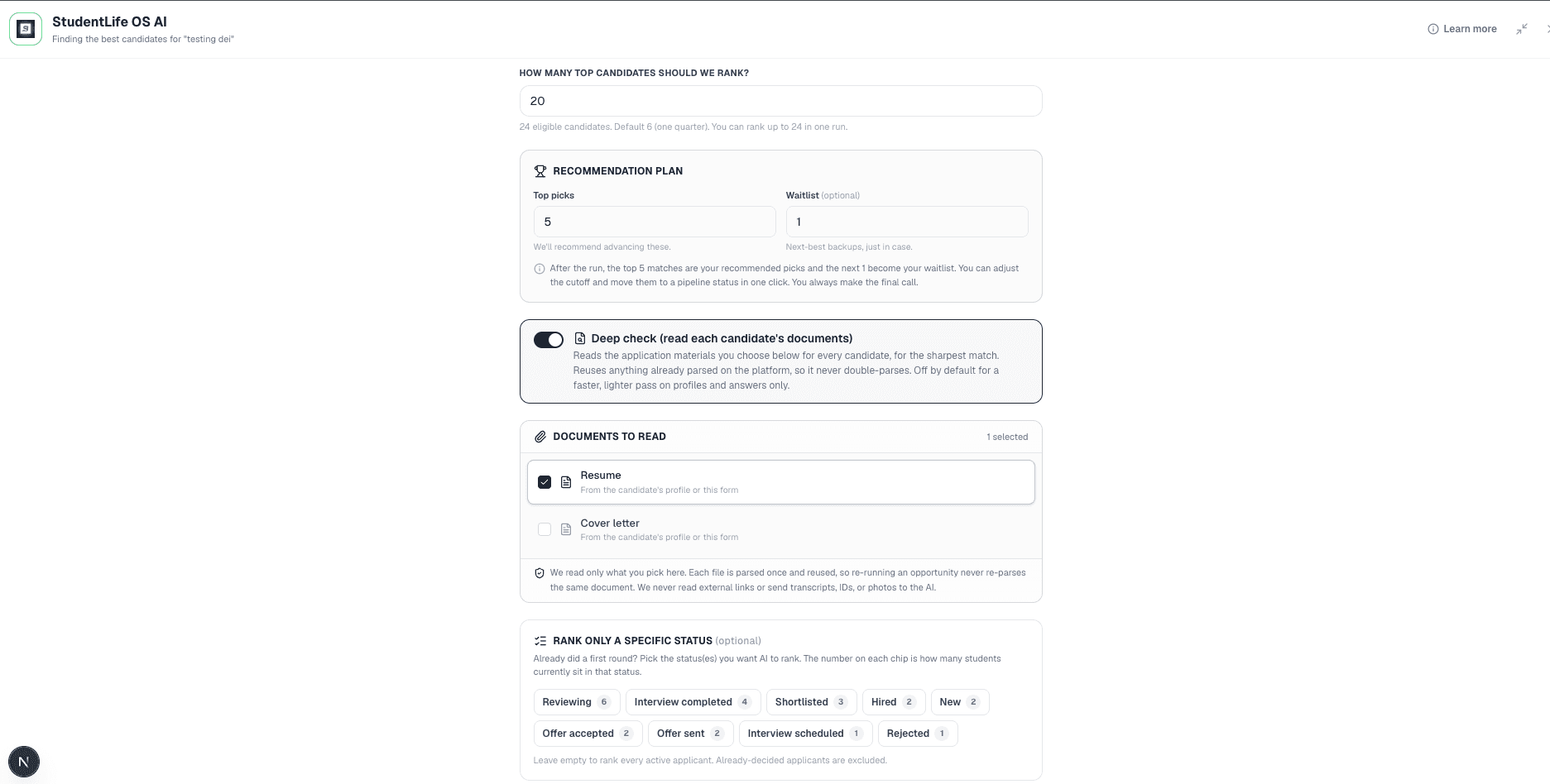 Let SLOS AI assist your shortlist, if you want