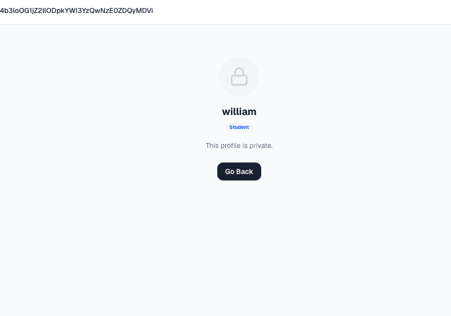 The organization view, showing that a student who turned off findability does not appear